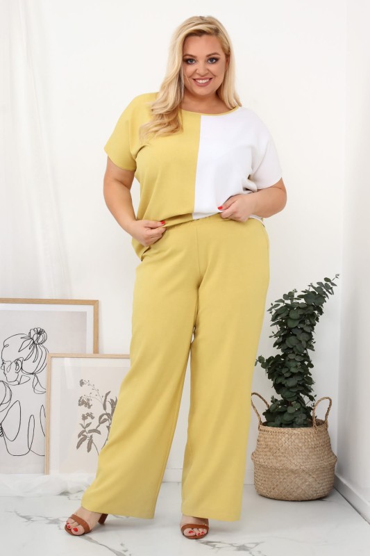 LNIANY KOMPLET PLUS SIZE Spodnie  plus size + bluzka plus size LENI  (L.r 44-52)