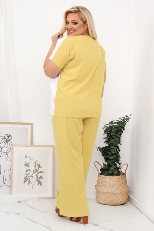 LNIANY KOMPLET PLUS SIZE Spodnie  plus size + bluzka plus size LENI  (L.r 44-52)