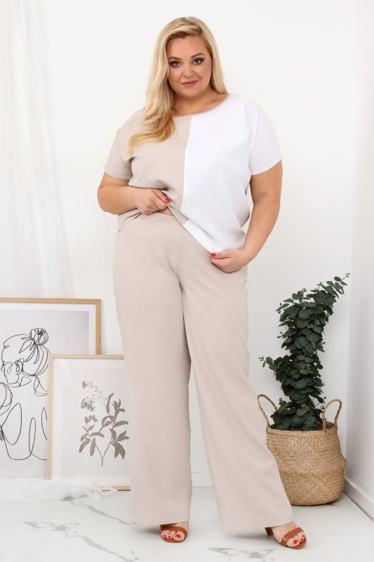 LNIANY KOMPLET PLUS SIZE Spodnie  plus size + bluzka plus size LENI  (L.r 44-52) 