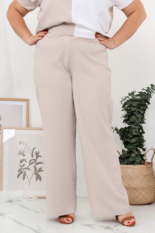 LNIANY KOMPLET PLUS SIZE Spodnie  plus size + bluzka plus size LENI  (L.r 44-52) 