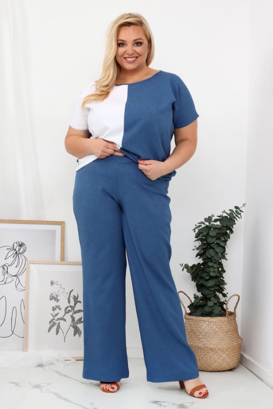 LNIANY KOMPLET PLUS SIZE Spodnie  plus size + bluzka plus size LENI  (L.r 44-52) 