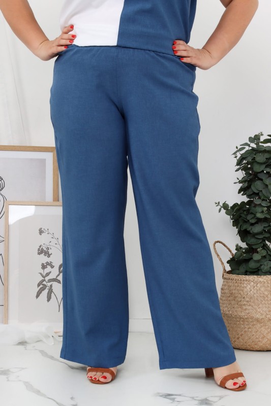 LNIANY KOMPLET PLUS SIZE Spodnie  plus size + bluzka plus size LENI  (L.r 44-52) 