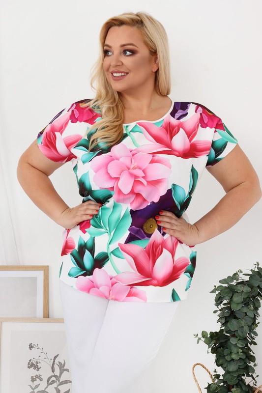 KOMPLET PLUS SIZE Spodnie  plus size + bluzka plus size LENI  ( L.r 44-52) 