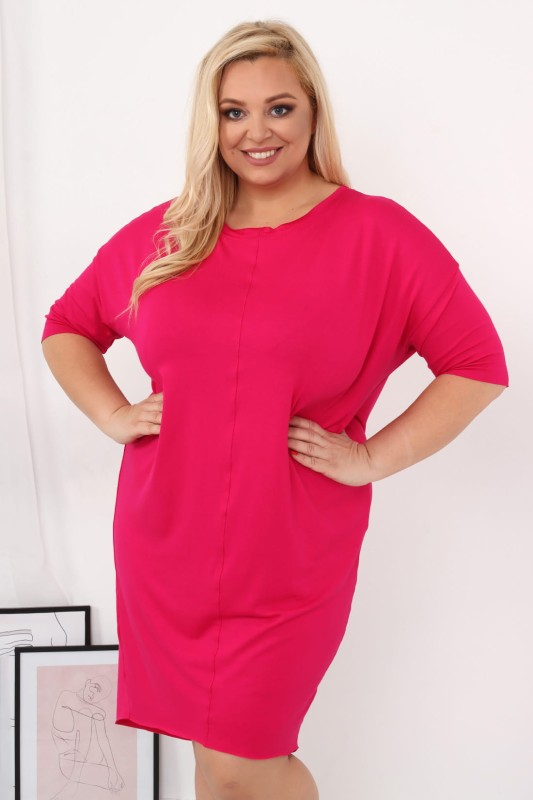 Bawełniana sukienka plus size LISA fuksja (L.r 44-52) 