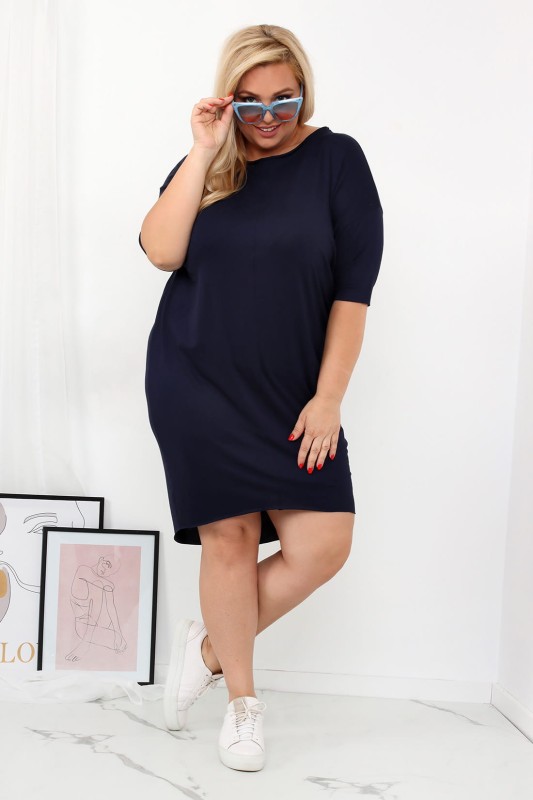 Bawełniana sukienka plus size LISA granatowa ( r. 44-52)