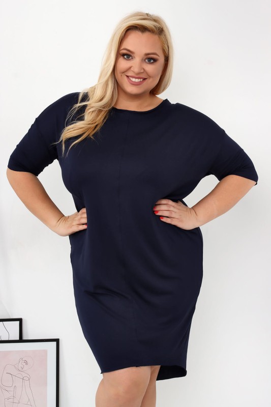 Bawełniana sukienka plus size LISA granatowa ( r. 44-52)