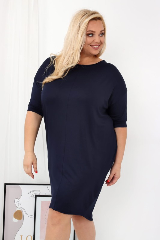 Bawełniana sukienka plus size LISA granatowa ( r. 44-52)