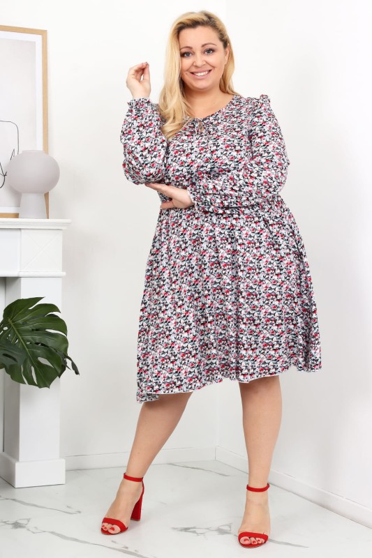 Sukienka plus size midi LU - kwiatuszki (L.r 44-52) 