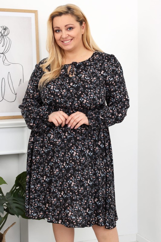 Sukienka plus size midi LU - kwiatuszki2 ( r. 44-52)