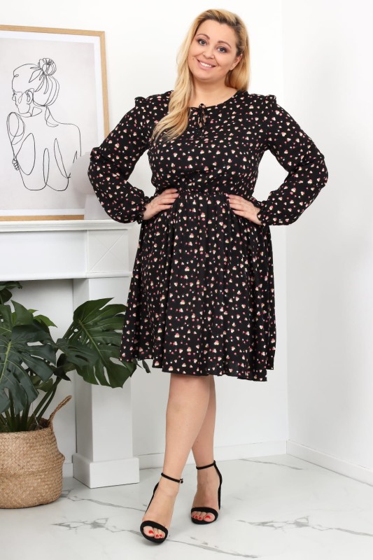 Sukienka plus size midi LU - kwiatuszki ( r. 44-52) 