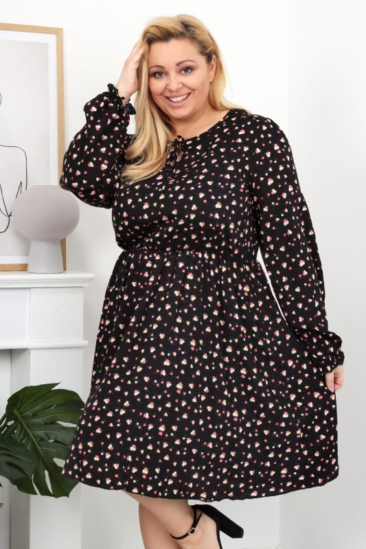 Sukienka plus size midi LU - kwiatuszki ( r. 44-52) 