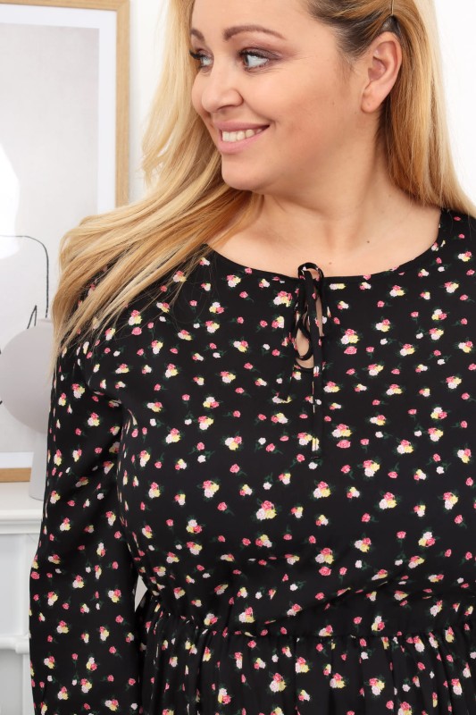Sukienka plus size midi LU - kwiatuszki ( r. 44-52) 