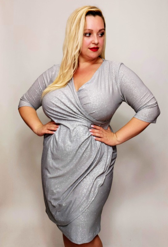 Sukienka plus size z brokatem NICOLE  ( r. 46-52)  