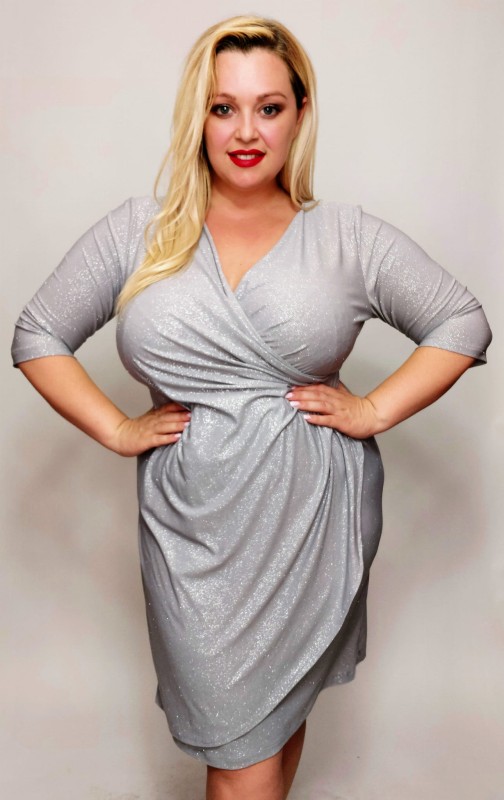 Sukienka plus size z brokatem NICOLE  ( r. 46-52)  