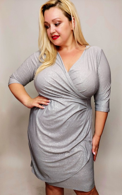 Sukienka plus size z brokatem NICOLE  ( r. 46-52)  