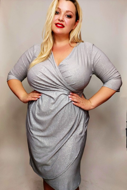 Sukienka plus size z brokatem NICOLE  ( r. 46-52)  