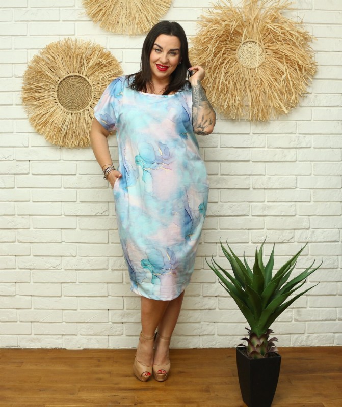 Sukienka plus size z printem marmurek ( L.r 46-52)