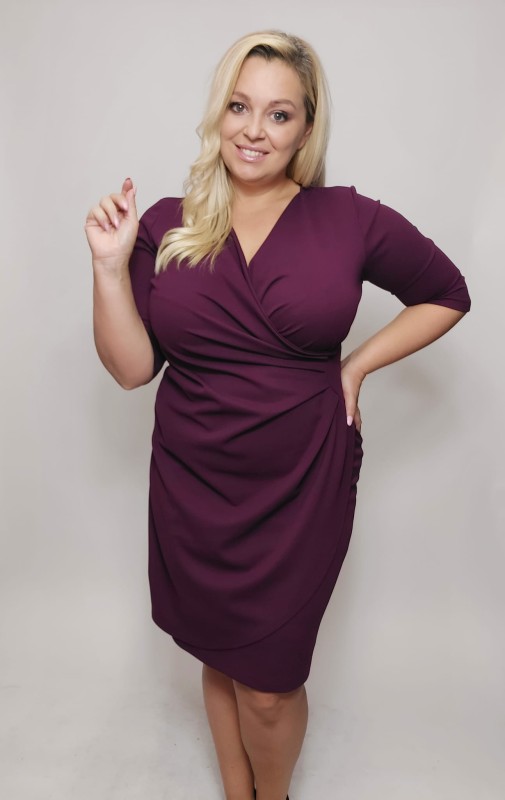 Sukienka plus size - NICOLE - GŁADKI MATERIAŁ  ( r. 44-52) 