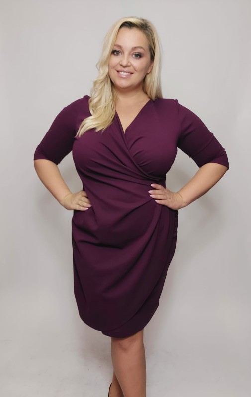 Sukienka plus size - NICOLE - GŁADKI MATERIAŁ  ( r. 44-52) 