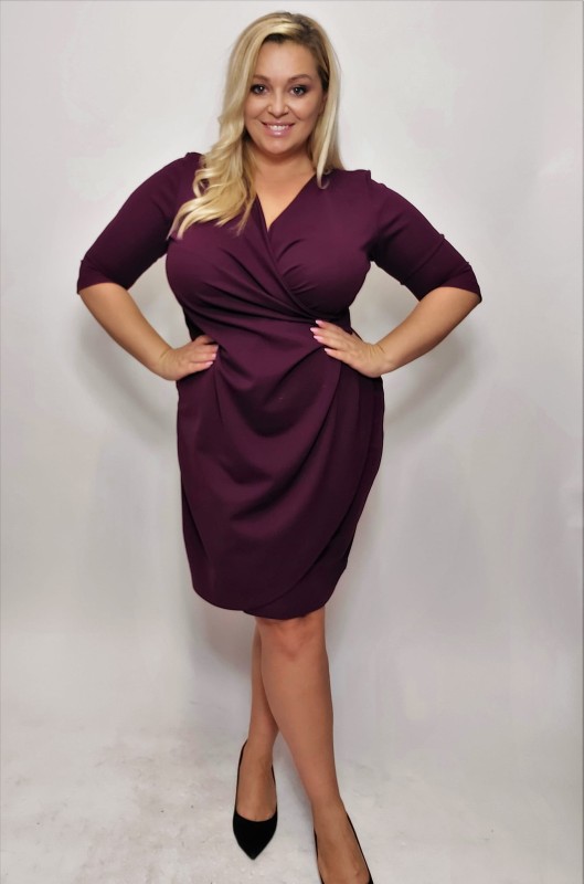Sukienka plus size - NICOLE - GŁADKI MATERIAŁ  ( r. 44-52) 