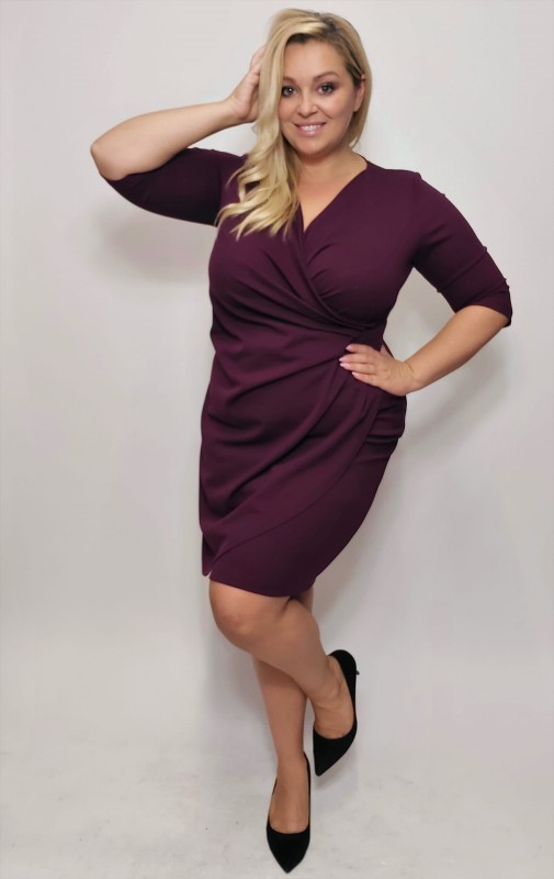 Sukienka plus size - NICOLE - GŁADKI MATERIAŁ  ( r. 44-52) 