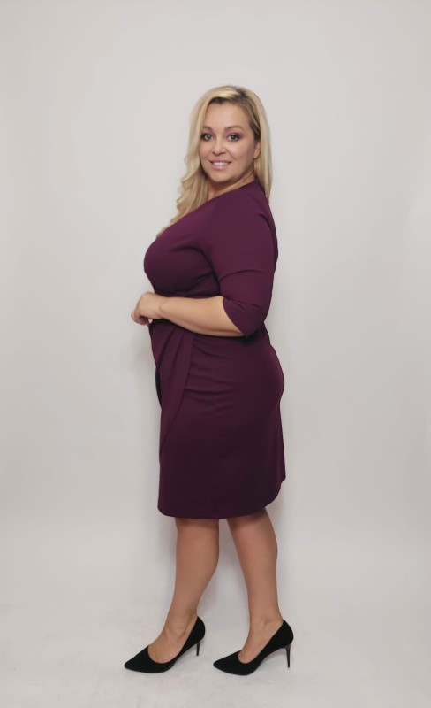 Sukienka plus size - NICOLE - GŁADKI MATERIAŁ  ( r. 44-52) 