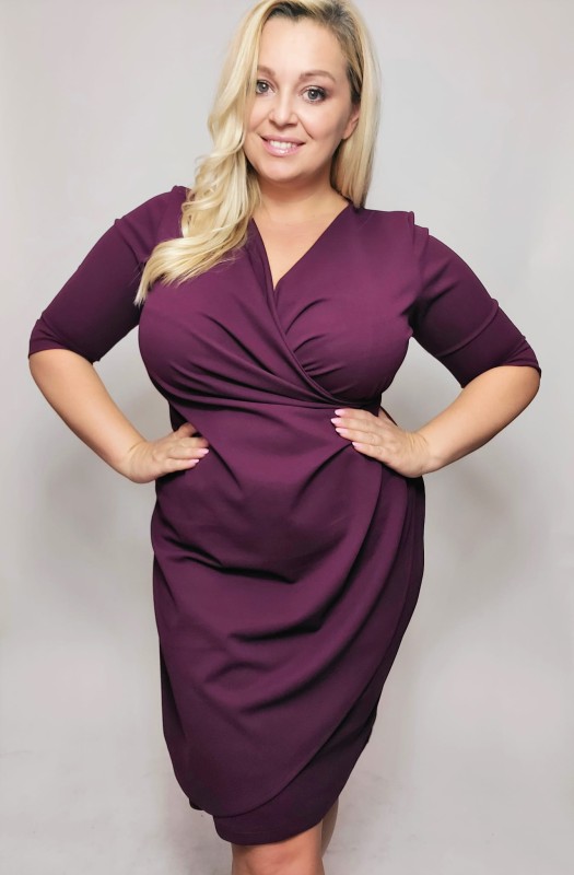 Sukienka plus size - NICOLE - GŁADKI MATERIAŁ  ( r. 44-52) 