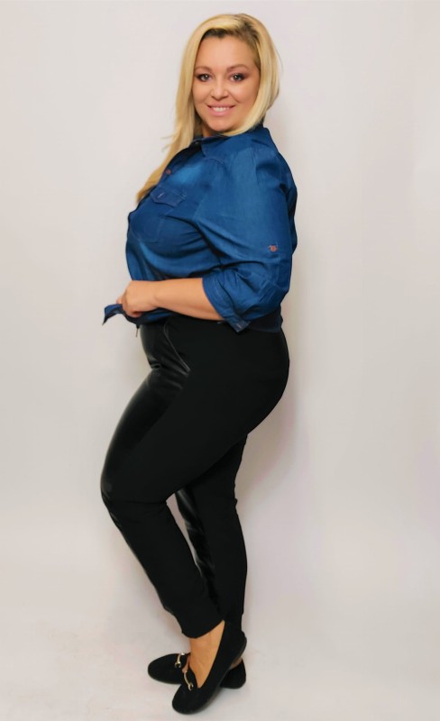 Legginsy plus size eko skóra przód  ( r.44- 54)  