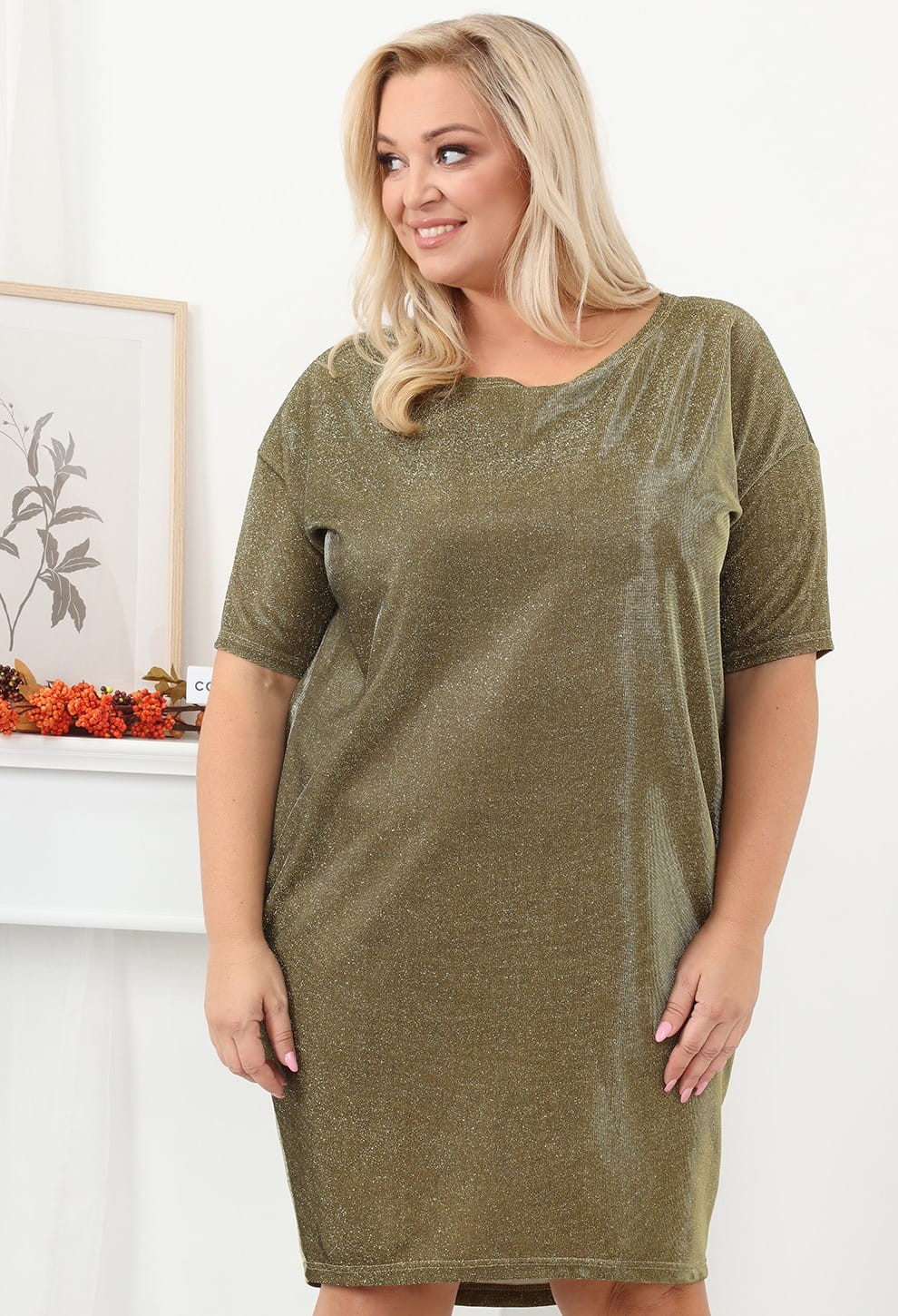 Sukienka plus size LIGIA złota (r. 44-52)