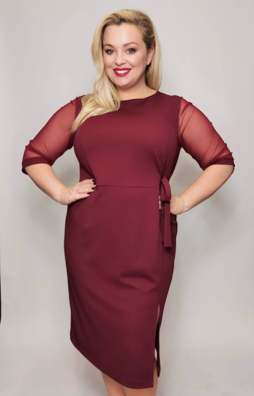 Sukienka plus size z rękawkami z siateczki LESA ( r. 44-52) 