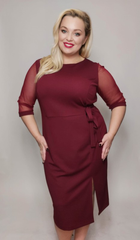 Sukienka plus size z rękawkami z siateczki LESA ( r. 44-52) 