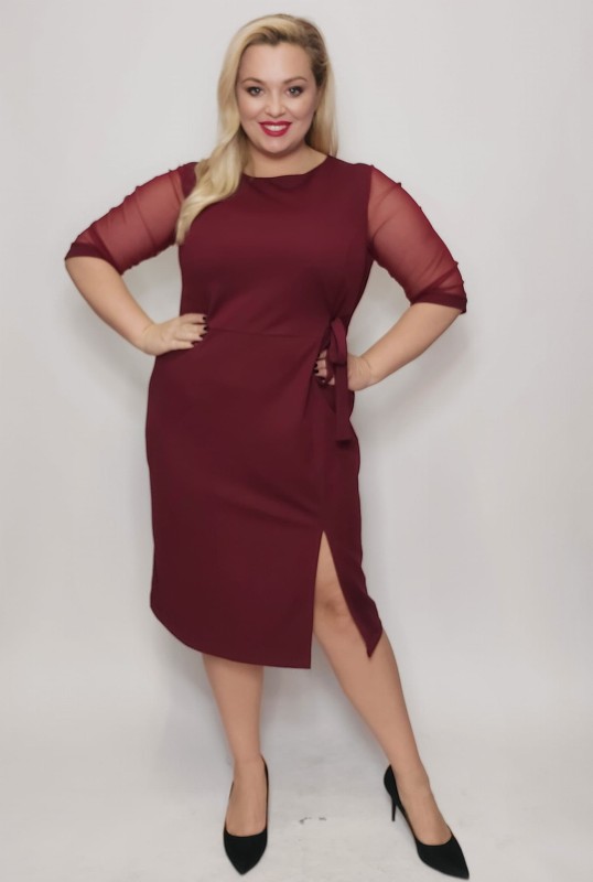 Sukienka plus size z rękawkami z siateczki LESA ( r. 44-52) 