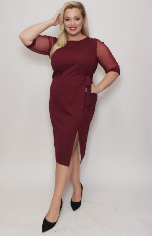 Sukienka plus size z rękawkami z siateczki LESA ( r. 44-52) 