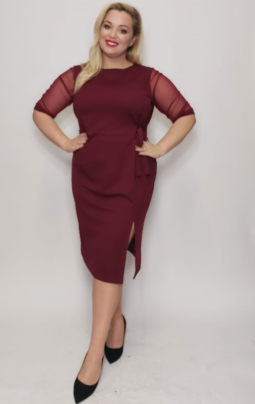 Sukienka plus size z rękawkami z siateczki LESA ( r. 44-52) 