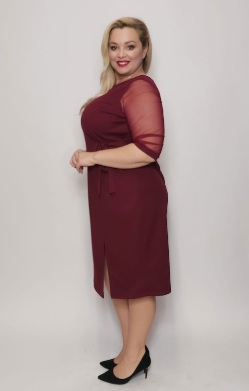 Sukienka plus size z rękawkami z siateczki LESA ( r. 44-52) 