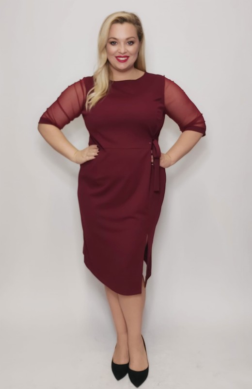 Sukienka plus size z rękawkami z siateczki LESA ( r. 44-52) 