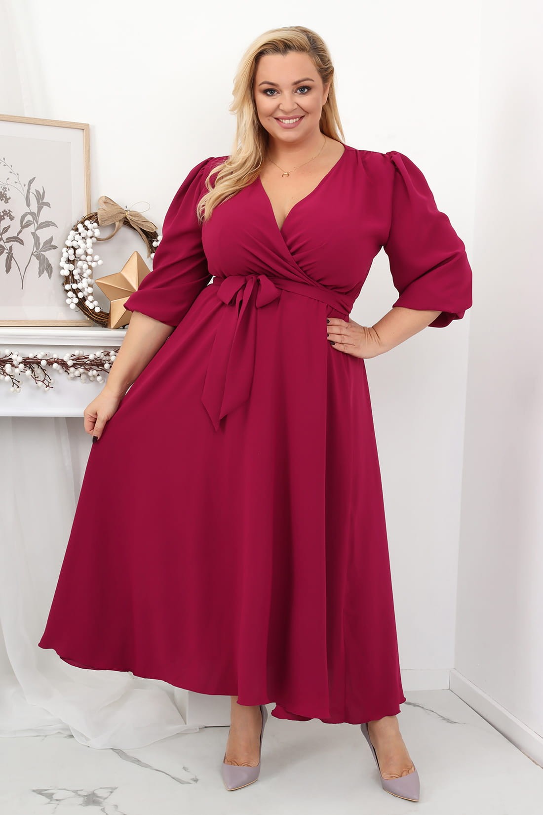 Sukienka plus size Salma  (r. 44-54) Amarantowy