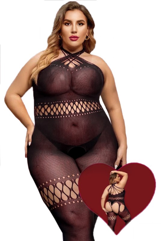 Bodystocking plus size CZARNY  mod. L1015 ( r.44-56)