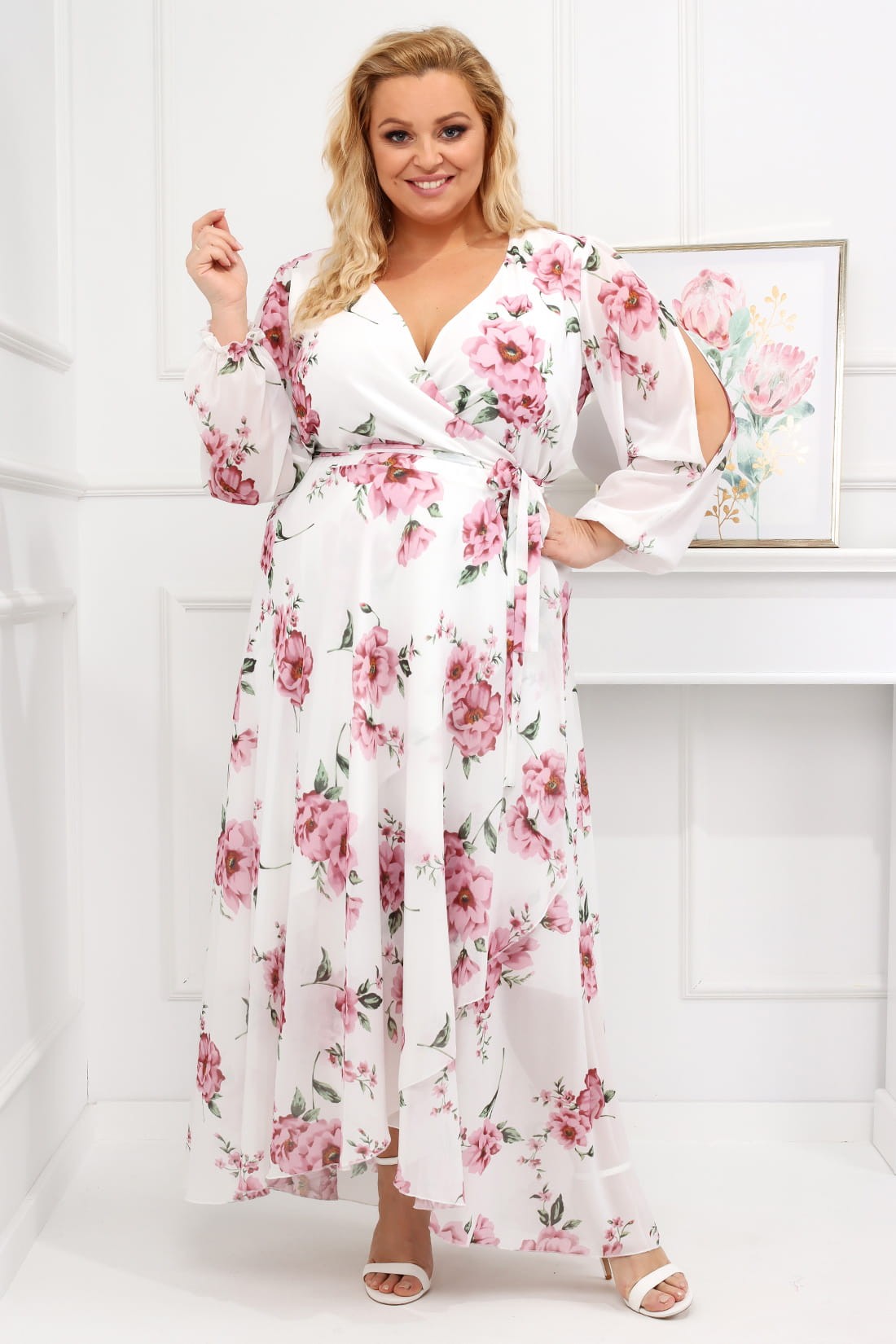 Szyfonowa sukienka plus size maxi LAILA mod 23 ( r. 46-56 ) 