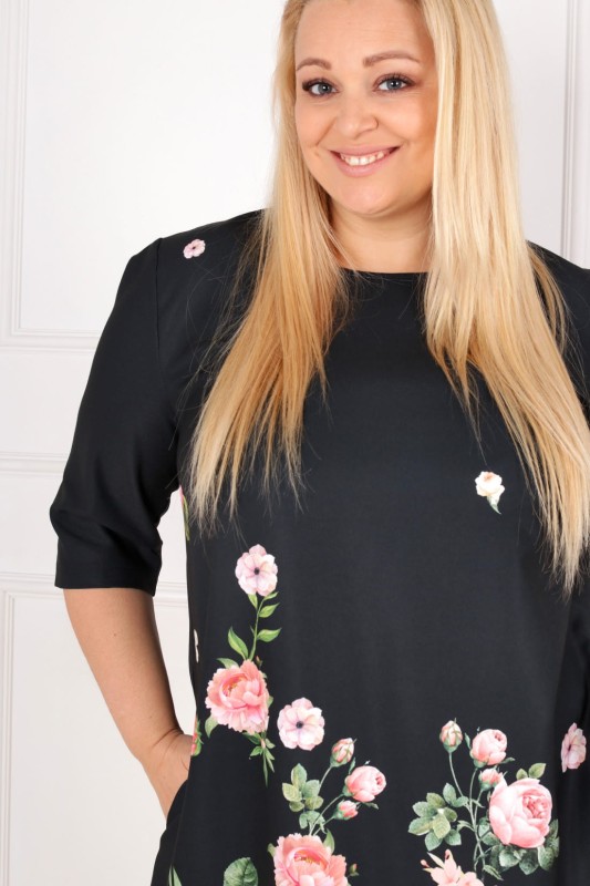 Sukienka plus size trapezowa w kwiaty Cecilie r. ( 44-54) BESTSELLER