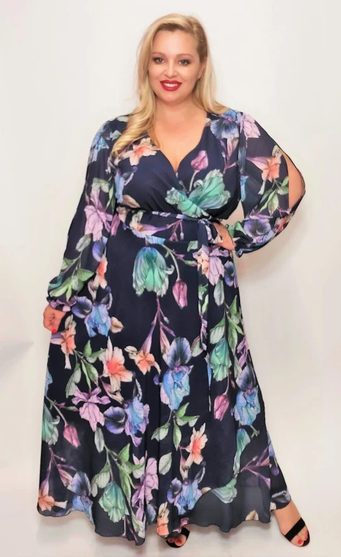 Szyfonowa sukienka plus size maxi LAILA ( r. 46-56 ) 
