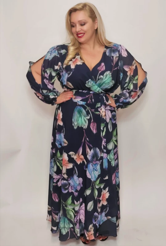 Szyfonowa sukienka plus size maxi LAILA ( r. 46-56 ) 