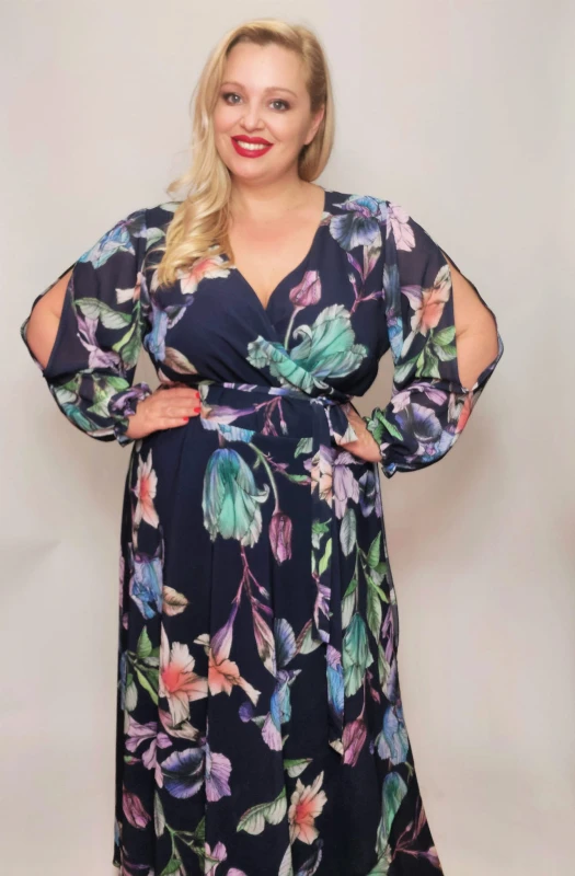 Szyfonowa sukienka plus size maxi LAILA ( r. 46-56 ) 