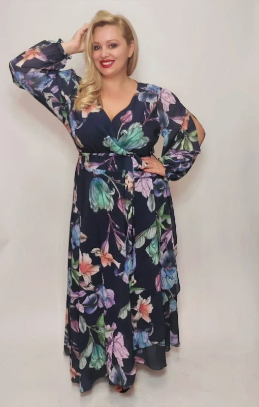 Szyfonowa sukienka plus size maxi LAILA ( r. 46-56 ) 