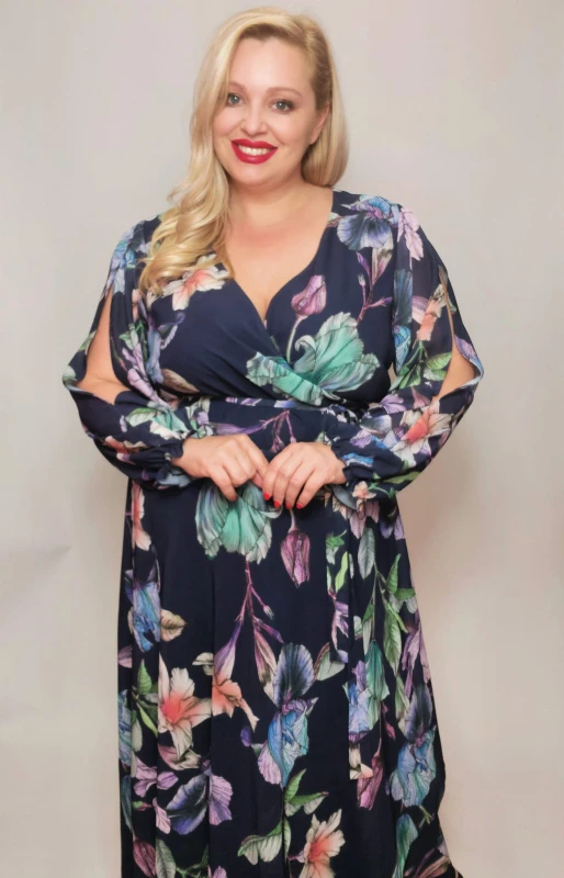 Szyfonowa sukienka plus size maxi LAILA ( r. 46-56 ) 