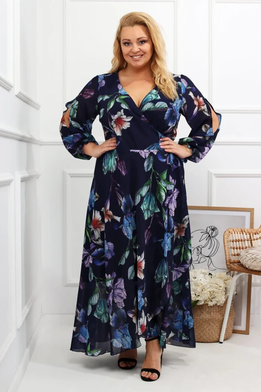 Szyfonowa sukienka plus size maxi LAILA ( r. 46-56 ) 