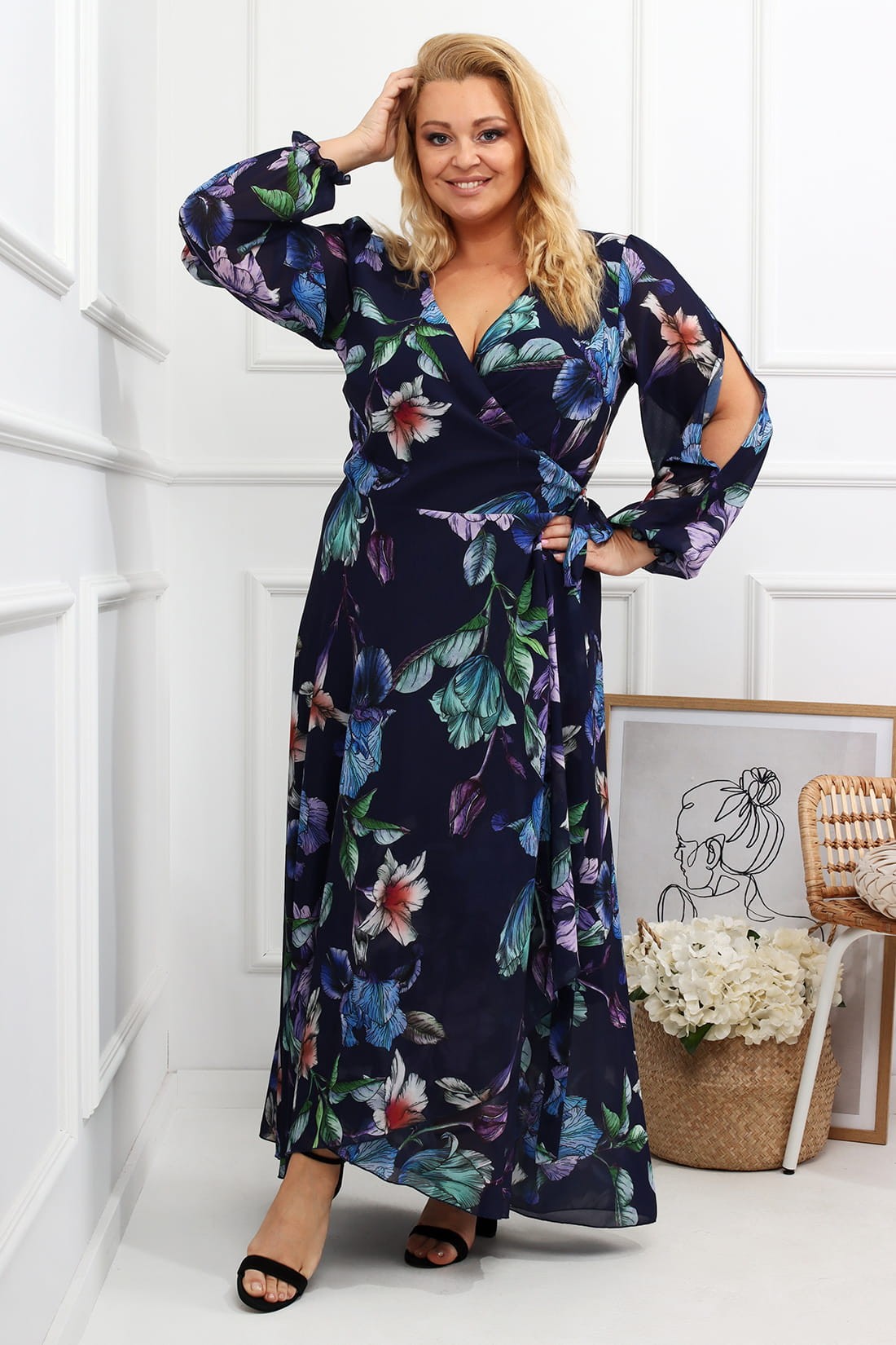Szyfonowa sukienka plus size maxi LAILA ( r. 46-56 ) 