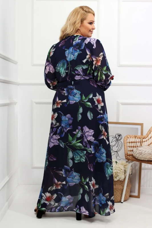 Szyfonowa sukienka plus size maxi LAILA ( r. 46-56 ) 