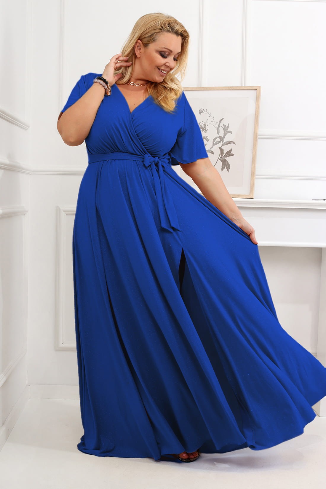 Brokatowa sukienka maxi plus size Bele ( r.46-54)  