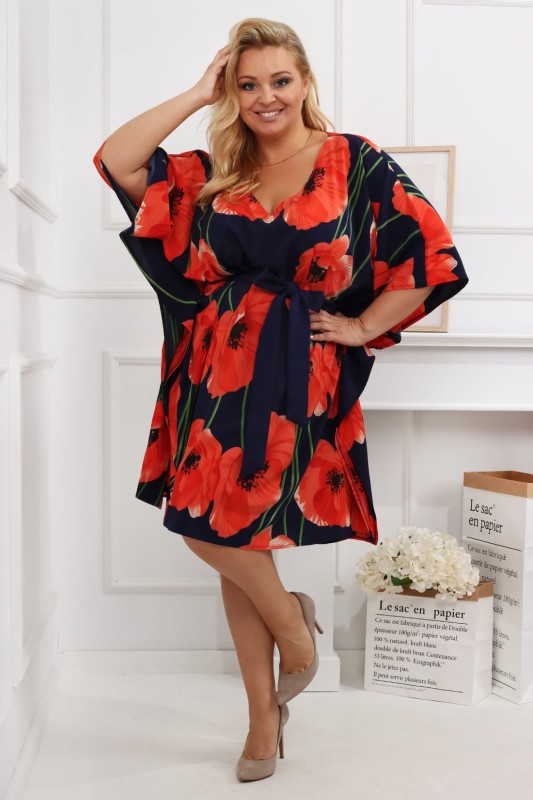 Sukienka plus size Nietoperz MAKI  ( r. 48 do 60) 